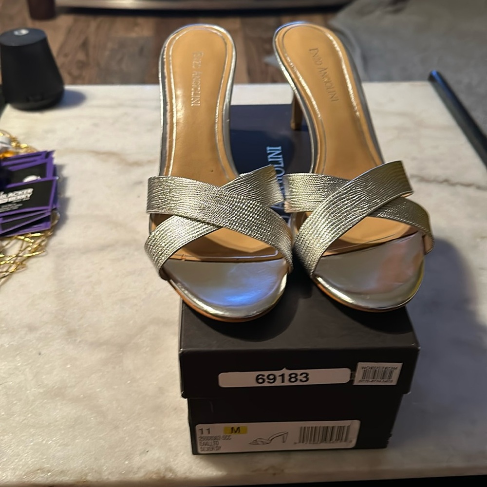 Enzo Angiolini silver Heels Size 11